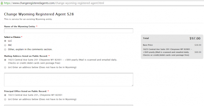changeregisteredagents.com $97 a year