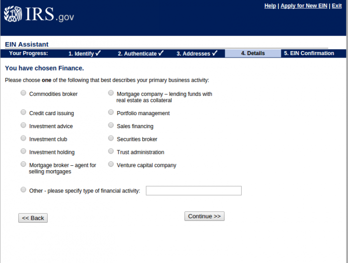 online-ss4-business-activity